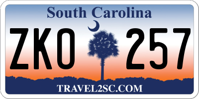 SC license plate ZKO257