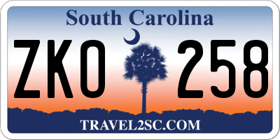 SC license plate ZKO258