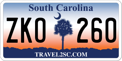 SC license plate ZKO260