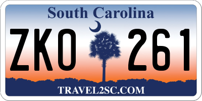 SC license plate ZKO261