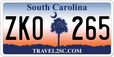 SC license plate ZKO265