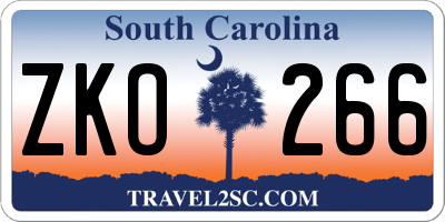 SC license plate ZKO266