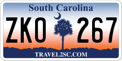 SC license plate ZKO267