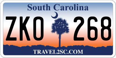 SC license plate ZKO268