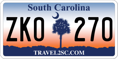 SC license plate ZKO270
