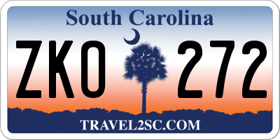 SC license plate ZKO272