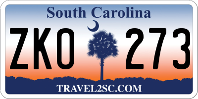 SC license plate ZKO273