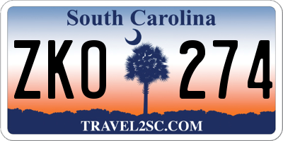 SC license plate ZKO274