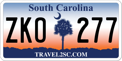 SC license plate ZKO277