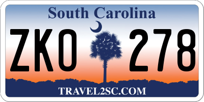 SC license plate ZKO278