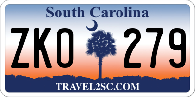 SC license plate ZKO279