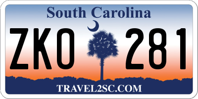 SC license plate ZKO281