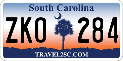 SC license plate ZKO284