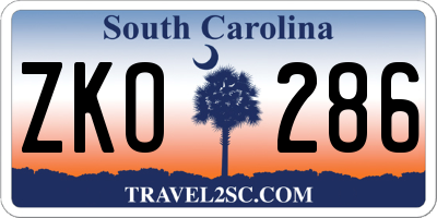 SC license plate ZKO286