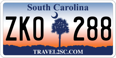 SC license plate ZKO288