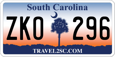 SC license plate ZKO296