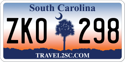 SC license plate ZKO298