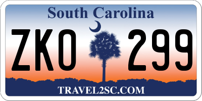 SC license plate ZKO299