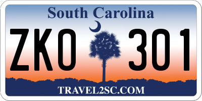 SC license plate ZKO301
