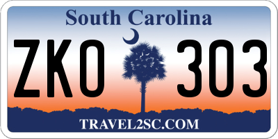 SC license plate ZKO303