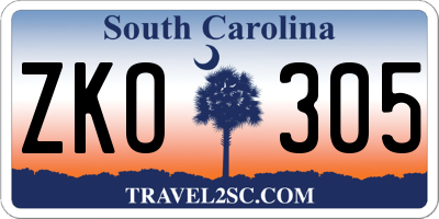 SC license plate ZKO305