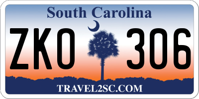 SC license plate ZKO306