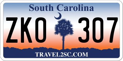 SC license plate ZKO307