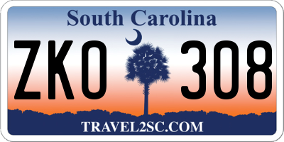 SC license plate ZKO308