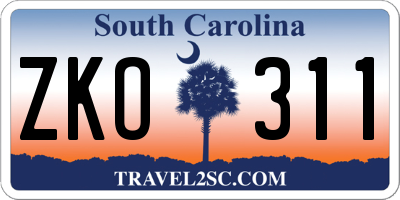 SC license plate ZKO311