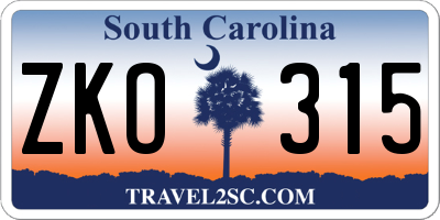 SC license plate ZKO315