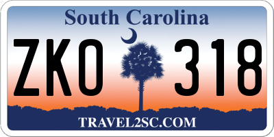 SC license plate ZKO318