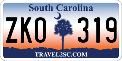 SC license plate ZKO319