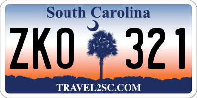 SC license plate ZKO321