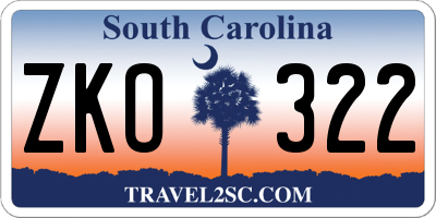 SC license plate ZKO322