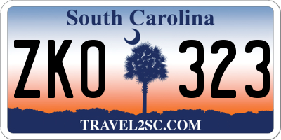 SC license plate ZKO323