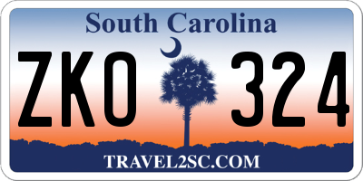 SC license plate ZKO324