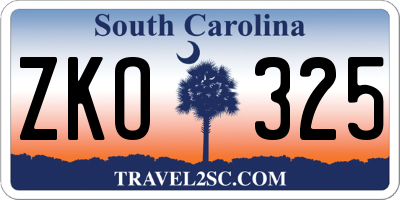 SC license plate ZKO325