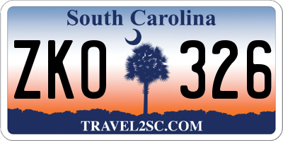 SC license plate ZKO326