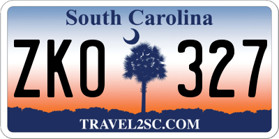 SC license plate ZKO327