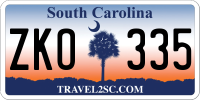SC license plate ZKO335