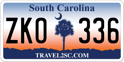 SC license plate ZKO336