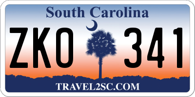 SC license plate ZKO341