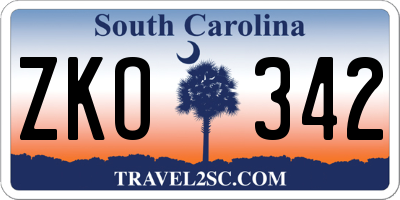 SC license plate ZKO342
