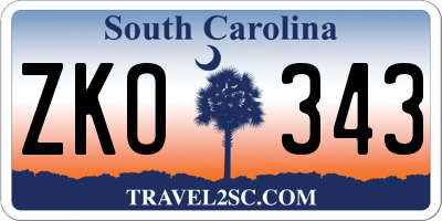 SC license plate ZKO343