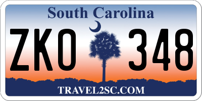 SC license plate ZKO348