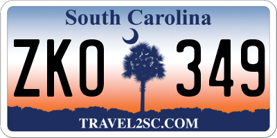 SC license plate ZKO349