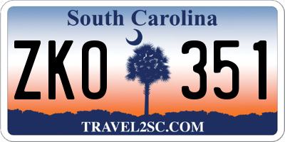 SC license plate ZKO351