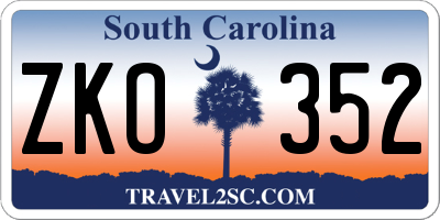 SC license plate ZKO352