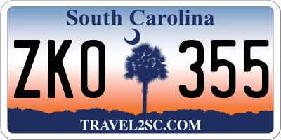 SC license plate ZKO355