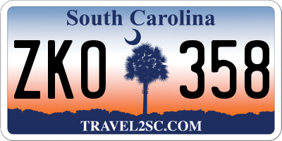 SC license plate ZKO358